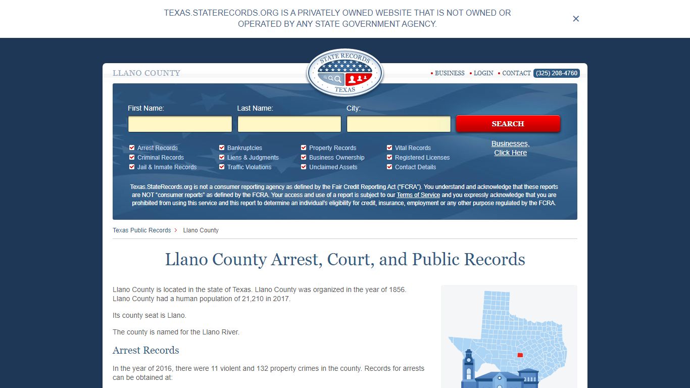 Llano County Arrest, Court, and Public Records