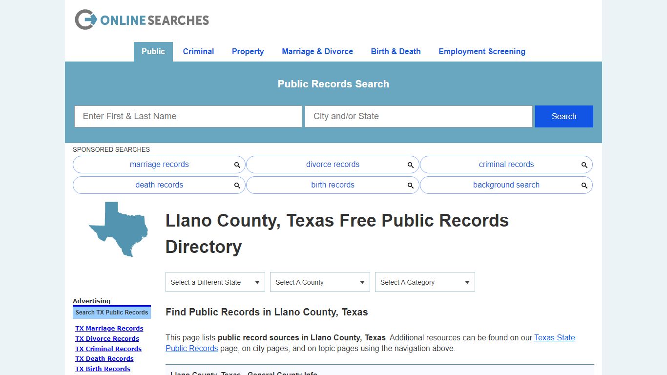 Llano County, Texas Public Records Directory - OnlineSearches.com